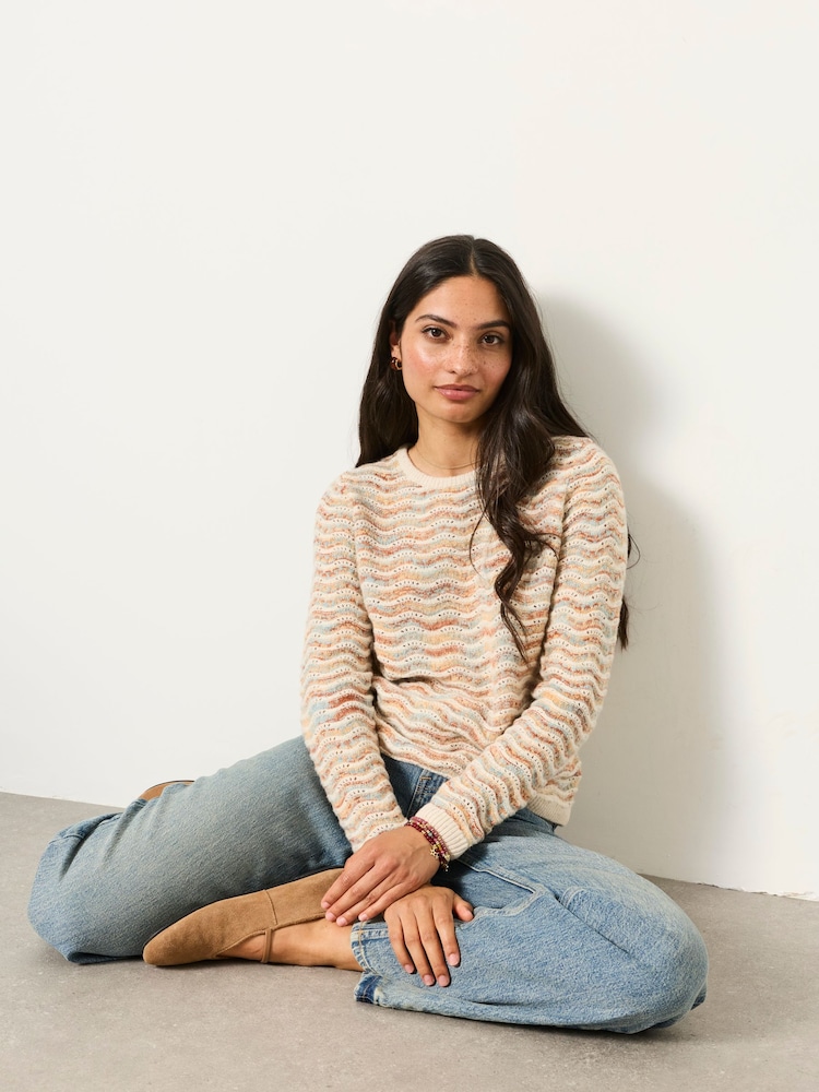 FatFace Vasti Natural Knitted Pattern Jumper - Image 1 of 6 FatFace Vasti Natural Knitted Pattern Jumper - Image 1 of 6