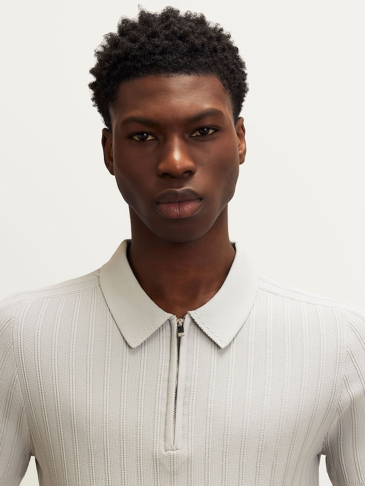 River Island Muscle-Fit Geripptes Polo-Shirt - Bild 2 von 5