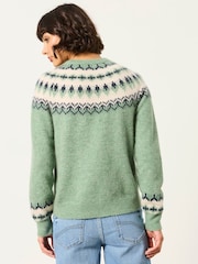 FatFace Halle Light Green Fairisle Knitted Crew Jumper - Image 2 of 6