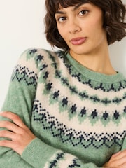 FatFace Halle Light Green Fairisle Knitted Crew Jumper - Image 3 of 6