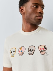 PS Paul Smith White Casual Fit Skull Graphic Print T-Shirt - Image 4 of 5