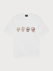 PS Paul Smith White Casual Fit Skull Graphic Print T-Shirt - Image 5 of 5