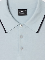 PS Paul Smith Blue Tipped Knitted Polo Shirt - Image 2 of 2