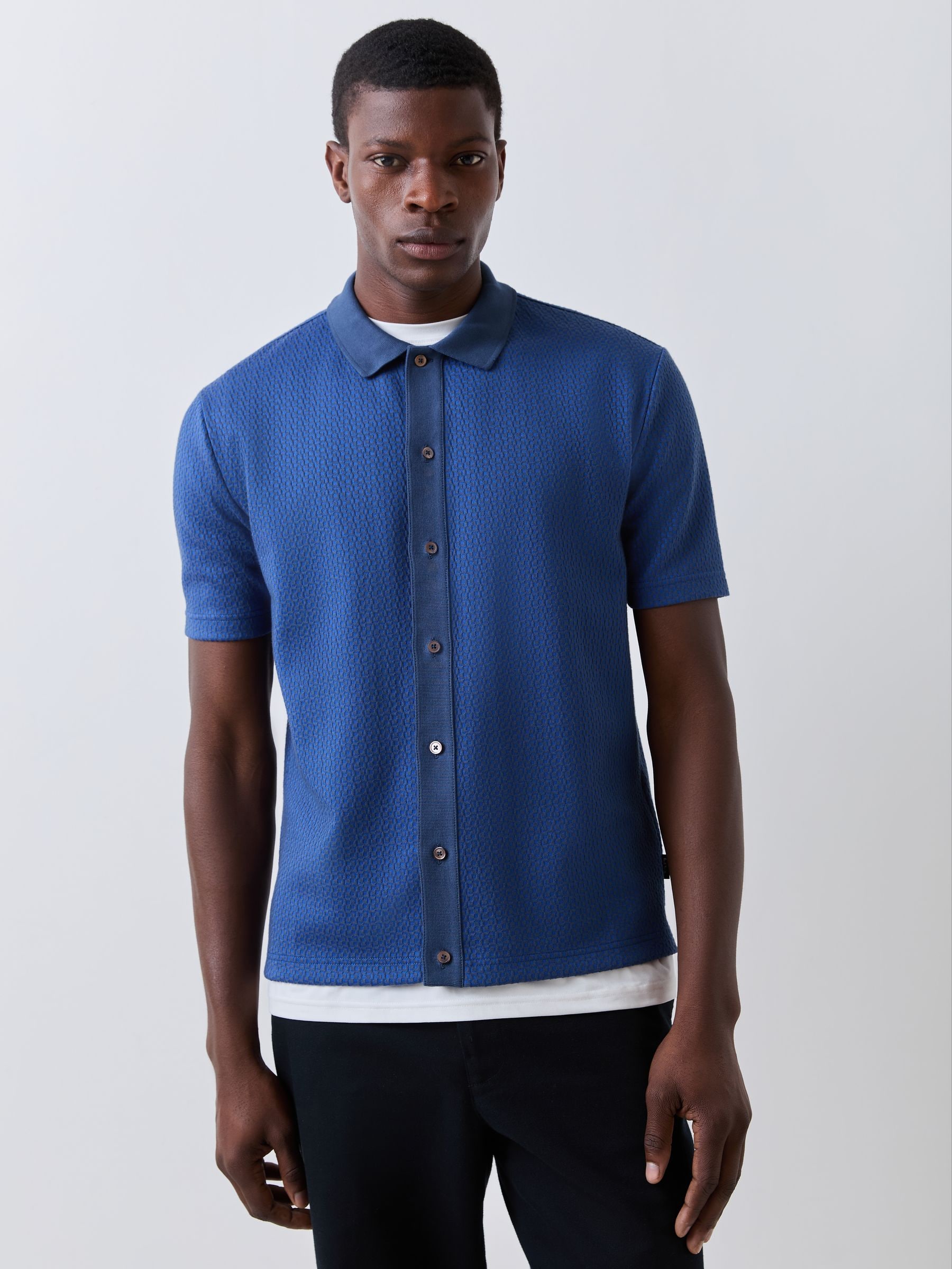 Buy PS Paul Smith Dark Blue Jersey Tipped Button Through Shirt