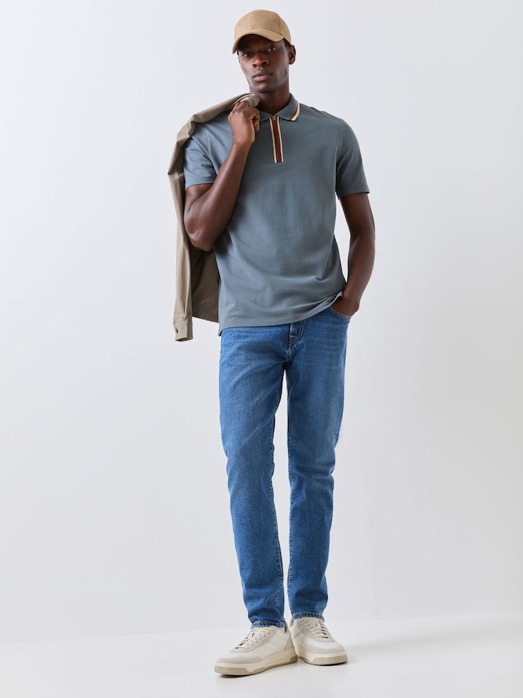 PS Paul Smith Grey Tipped Zip Neck Polo Shirt - Image 2 of 6