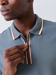 PS Paul Smith Grey Tipped Zip Neck Polo Shirt - Image 4 of 6