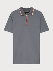 PS Paul Smith Grey Tipped Zip Neck Polo Shirt - Image 6 of 6
