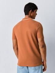 PS Paul Smith Orange Tipped Zip Neck Polo Shirt - Image 3 of 8