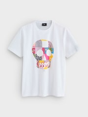 PS Paul Smith White Skull Graphic Print T-Shirt - Image 5 of 6