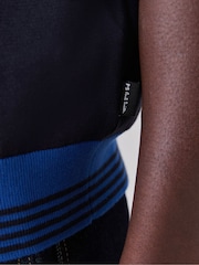 PS Paul Smith Blue Contrast Detail Knitted Polo Shirt - Image 3 of 7