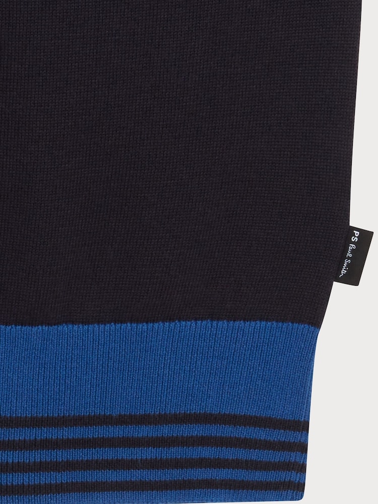 PS Paul Smith Blue Contrast Detail Knitted Polo Shirt - Image 7 of 7