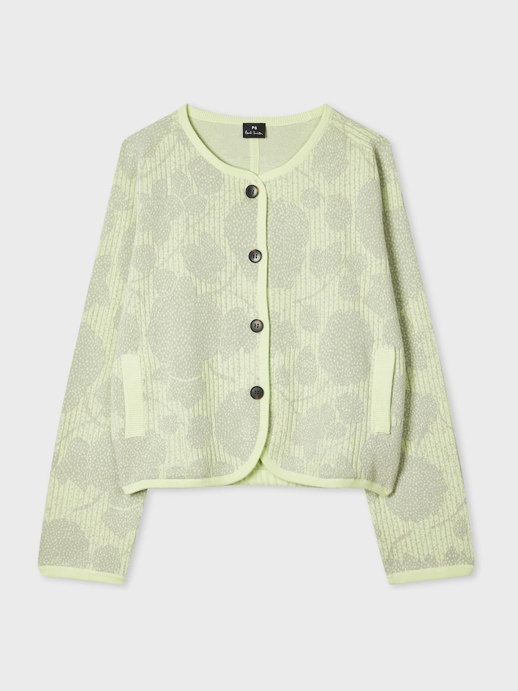 PS Paul Smith Green Long Sleeve Knitted Print Cardigan - Image 1 of 3