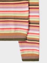 PS Paul Smith Pink Signature Stripe Long Sleeve Knitted T-Shirt - Image 3 of 3