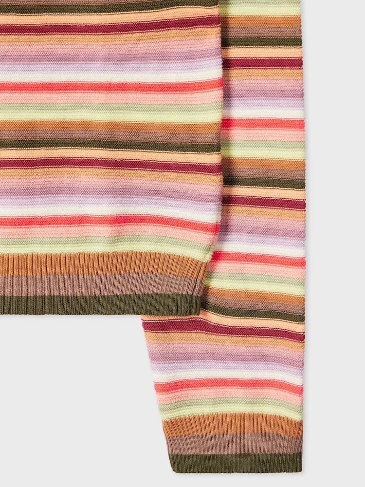PS Paul Smith Pink Signature Stripe Long Sleeve Knitted T-Shirt - Image 3 of 3 PS Paul Smith Pink Signature Stripe Long Sleeve Knitted T-Shirt - Image 3 of 3