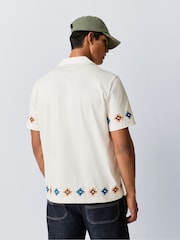 PS Paul Smith White Casual Fit Embroidered Short Sleeve Shirt - Image 4 of 9