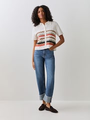 PS Paul Smith White Wave Detail Knitted Polo Shirt - Image 3 of 6