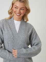 Threadbare Grey Cable Knit Detail Longline Cardigan - Image 5 of 5