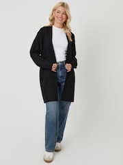 Threadbare Black Cable Knit Detail Longline Cardigan - Image 3 of 5