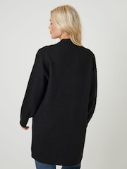 Threadbare Black Cable Knit Detail Longline Cardigan - Image 5 of 5