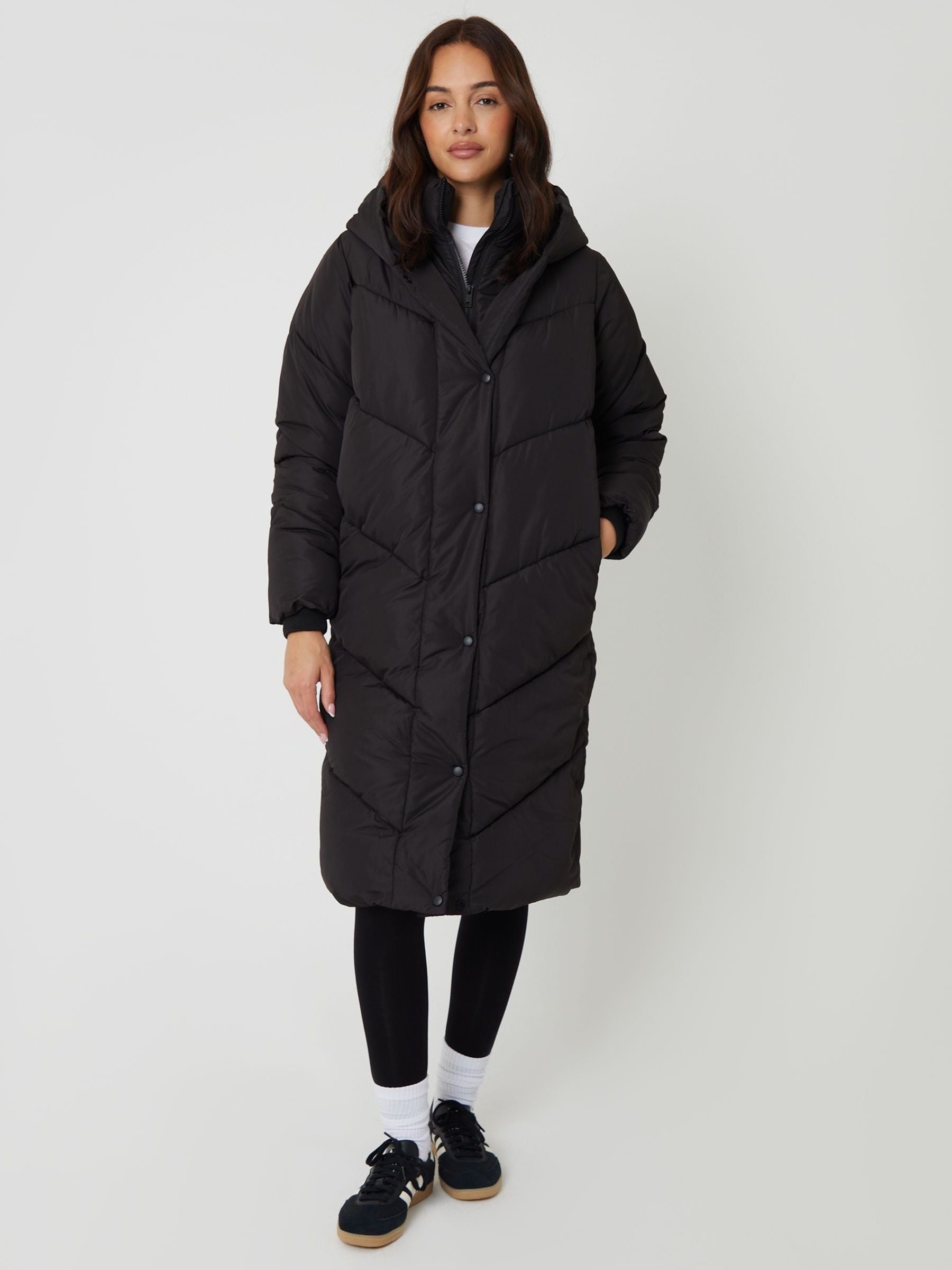 Buy Threadbare Black Longline Wrap Hood Puffer Jacket from Next