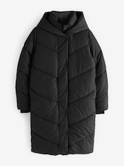 Threadbare Black Longline Wrap Hood Puffer Jacket - Image 6 of 6
