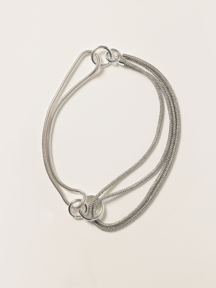 Jigsaw Silver Sparkle Cord Necklace - Image 2 of 3 Jigsaw Silver Sparkle Cord Necklace - Image 2 of 3