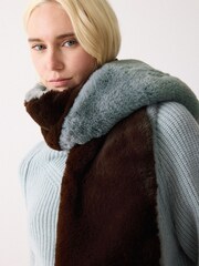 Jigsaw Brown Faux Fur Scarf - Image 2 of 3