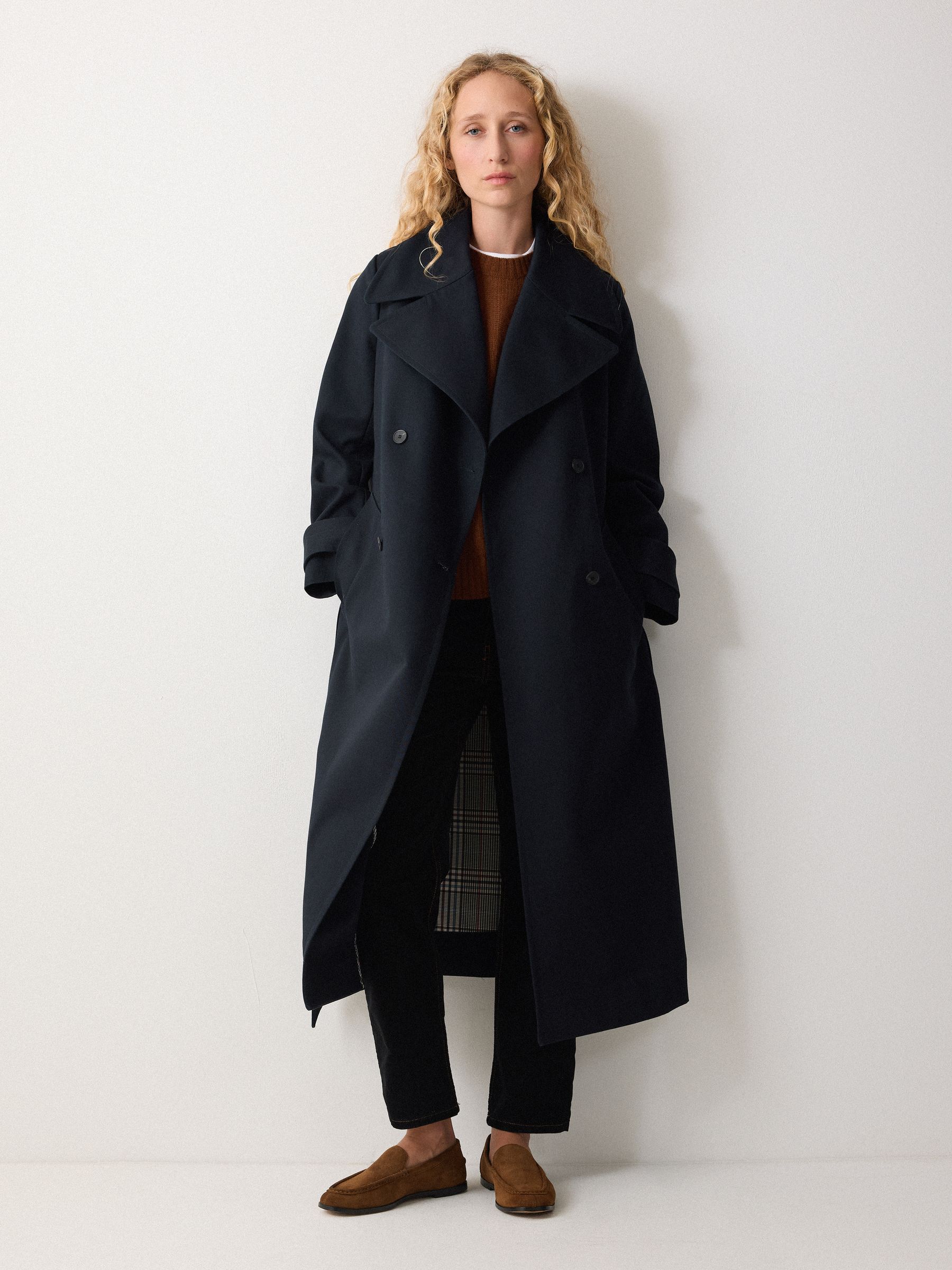 Buy Jigsaw Blue Bonded Cotton Trench Coat from the Next UK online shop