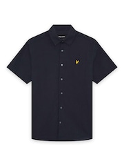 Lyle & Scott Blue Short Sleeve Linen Blend Shirt - Image 5 of 6