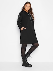 Yours Curve Black Embellished Hoodie Dress - Image 2 of 4