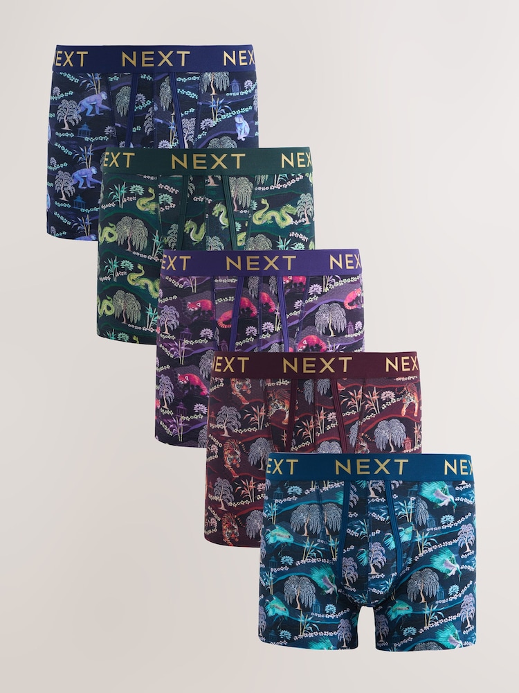 Blue/Green A-Front Boxers 5 Pack - Image 1 of 9