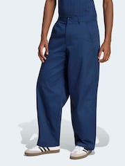 adidas Originals Blue 3 Stripes Pleated Joggers - Image 1 of 6