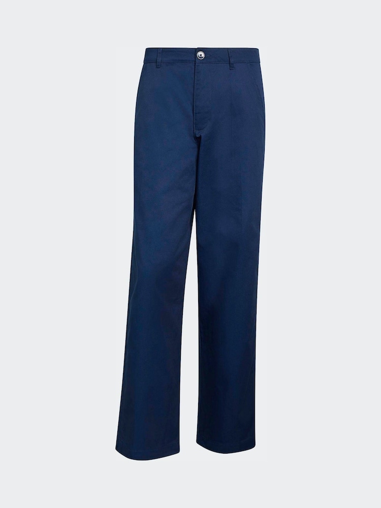 adidas Originals Blue 3 Stripes Pleated Joggers - Image 6 of 6