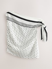 White/Black Polka Dot Off the Shoulder Satin Top - Image 5 of 7