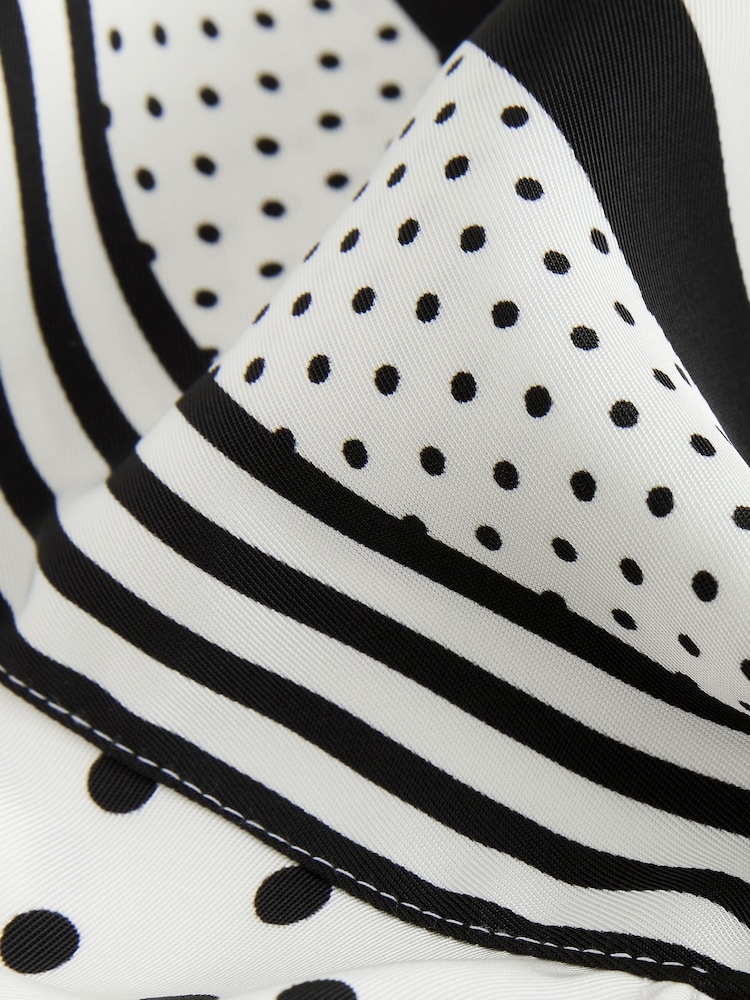White/Black Polka Dot Off the Shoulder Satin Top - Image 7 of 7