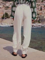 Ecru Balloon Leg Tailored Trousers - Image 3 of 7
