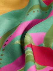 وردي/فيروزي مورد طبعة - بلوزة ستان مكشوفة الكتفين - صورة 11 من 11