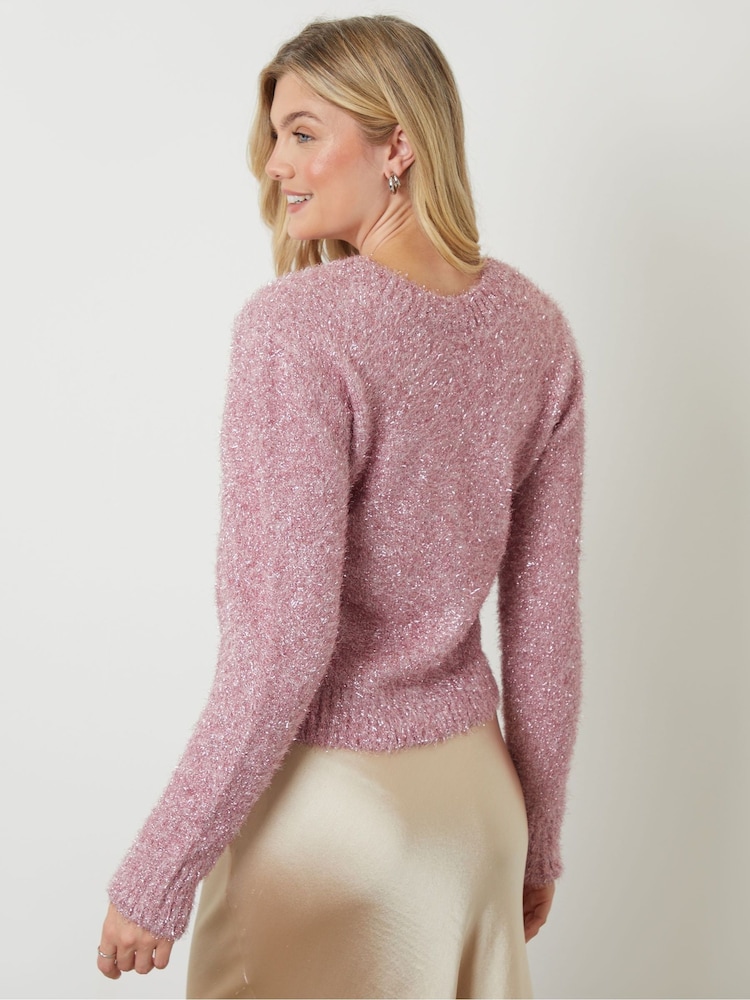 Another Sunday Pink 2-in-1 Sparkle Reversible Cardigan & Jumper - Image 2 of 7 Another Sunday Pink 2-in-1 Sparkle Reversible Cardigan & Jumper - Image 2 of 7