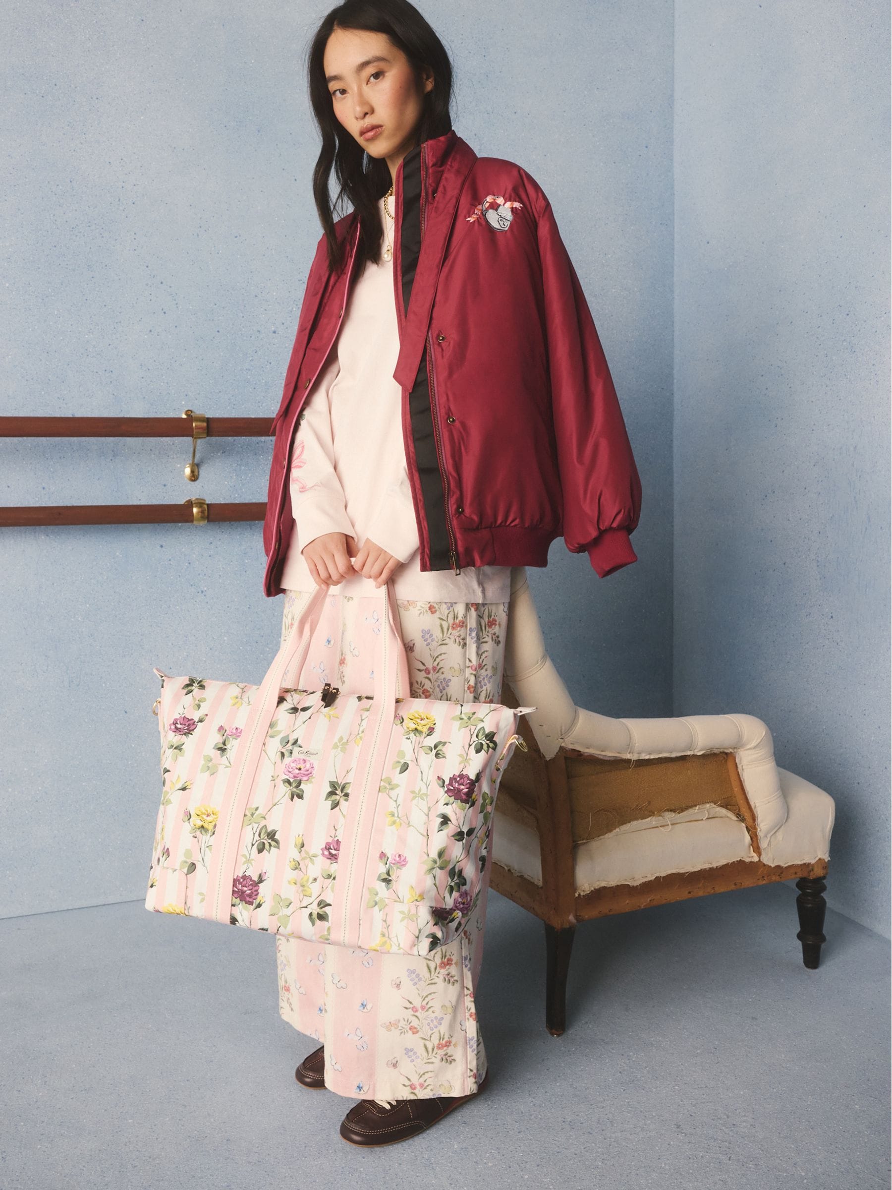 Buy Cath Kidston Pink Floral Stripe Overnight Weekender Bag from