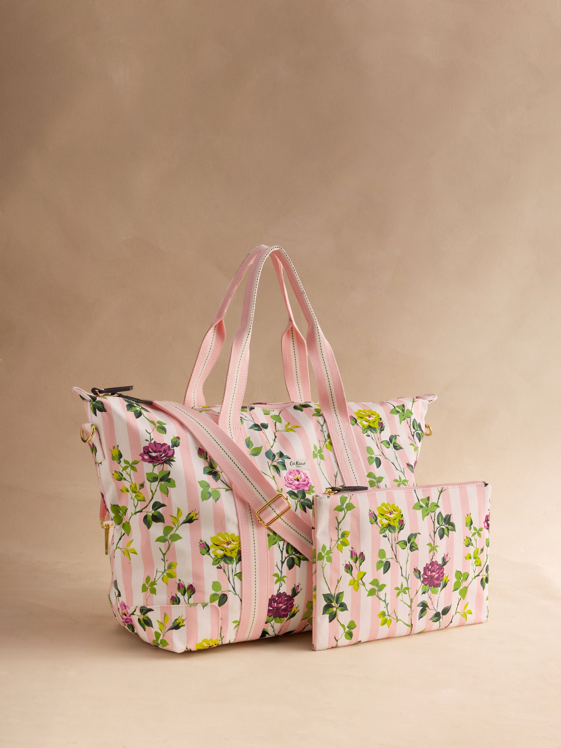 Buy Cath Kidston Pink Floral Stripe Overnight Weekender Bag from