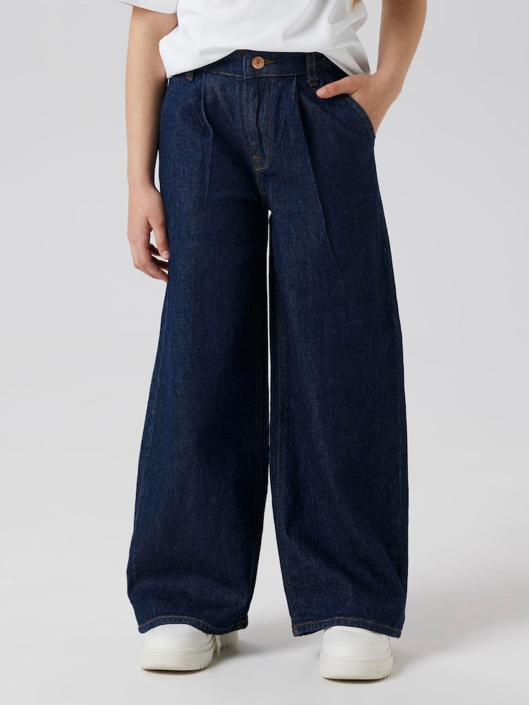 Name It Blue Pleated Wide Leg Jeans - Image 1 of 5 Name It Blue Pleated Wide Leg Jeans - Image 1 of 5