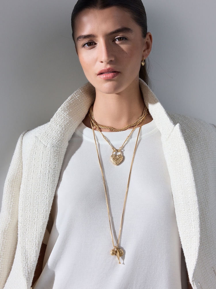 Gold Tone Tabitha Simmons x Next Layered Charm Necklace - Image 1 of 9 Gold Tone Tabitha Simmons x Next Layered Charm Necklace - Image 1 of 9