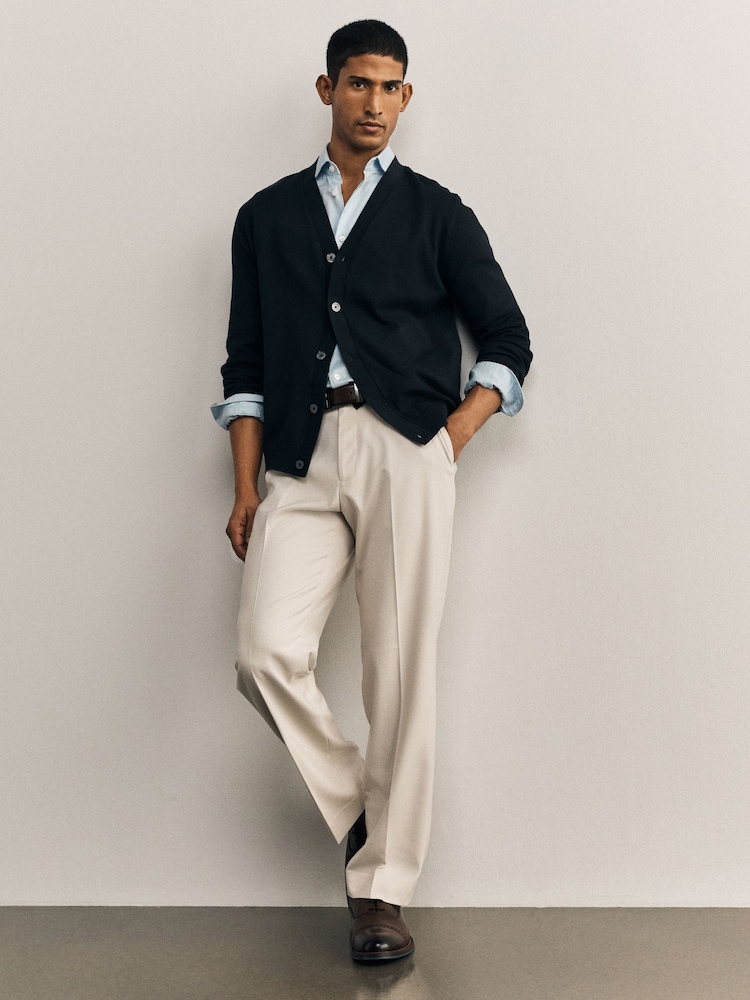 בז' - גזרה רגילה - Stretch Smart Twill Trousers - תמונה 1 מתוך 9 בז' - גזרה רגילה - Stretch Smart Twill Trousers - תמונה 1 מתוך 9