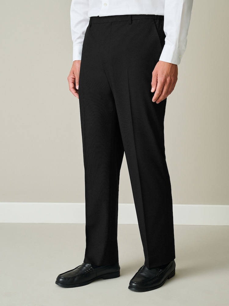 Black Regular Fit Elasticated Waist Motionflex Stretch Smart Trousers - Image 1 of 9 Black Regular Fit Elasticated Waist Motionflex Stretch Smart Trousers - Image 1 of 9