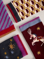 White Stuff Purple Circus Ankle Socks 4 Pack - Image 4 of 4