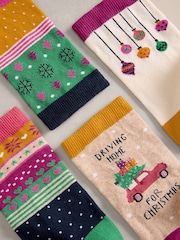 White Stuff Natural Xmas Ankle Socks 4 Pack - Image 4 of 4