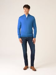 Azul brillante - Suéter de mezcla de merino con media cremallera Miles de Skopes - Imagen 1 de 6