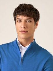 Azul brillante - Suéter de mezcla de merino con media cremallera Miles de Skopes - Imagen 4 de 6