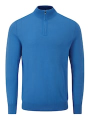 Azul brillante - Suéter de mezcla de merino con media cremallera Miles de Skopes - Imagen 5 de 6