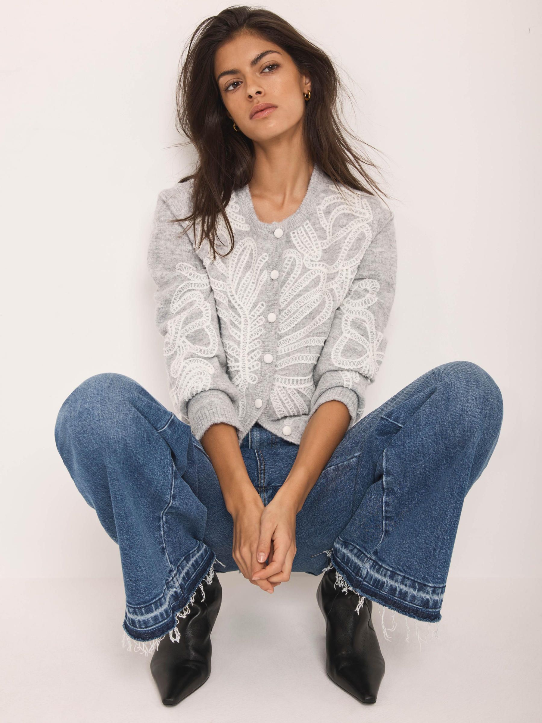 Buy Mint Velvet Grey Embroidered Knit Cardigan from Next USA